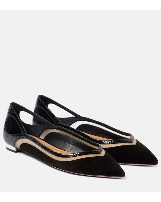 Aquazzura Black Cinemax Suede Ballet Flats