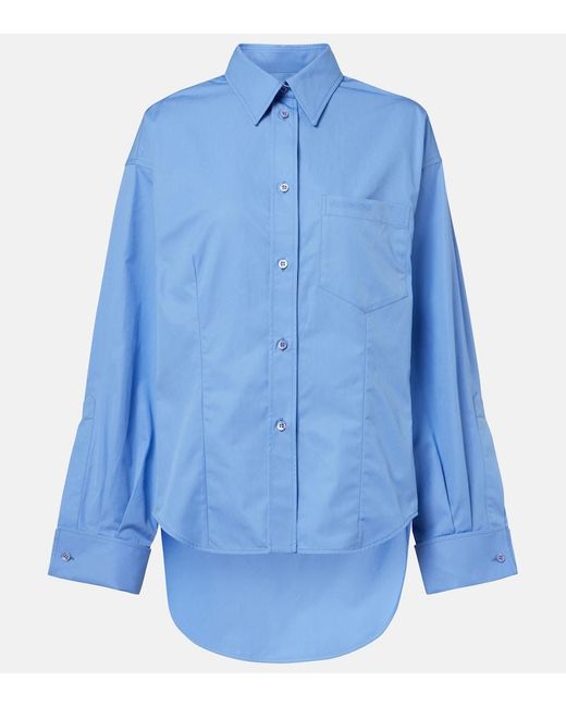 Balenciaga Blue Asymmetric Cotton Poplin Shirt