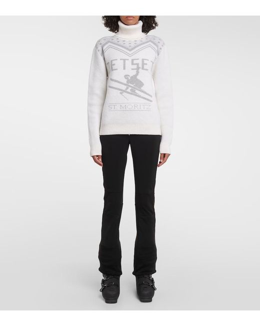 Jet Set Gray Wool Intarsia Turtleneck Sweater