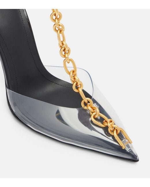 Balmain Blue Chain-Detail Pvc Slingback Pumps