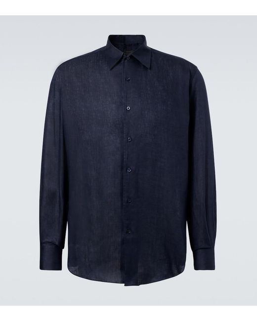 Saman Amel Blue Linen Shirt for men