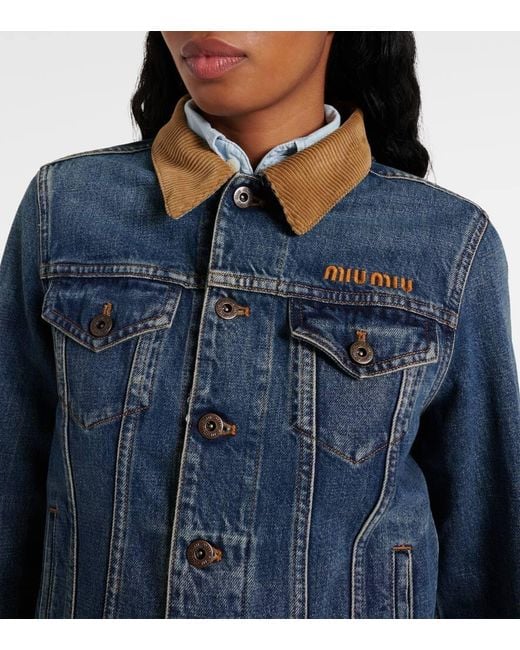 Miu Miu Blue Jeansjacke Mit Cord
