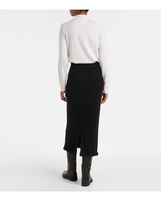 Jardin Des Orangers Black Distressed Wool And Cashmere Pencil Skirt