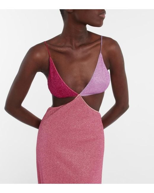 Oseree Pink Cut-Out Maxi Dress