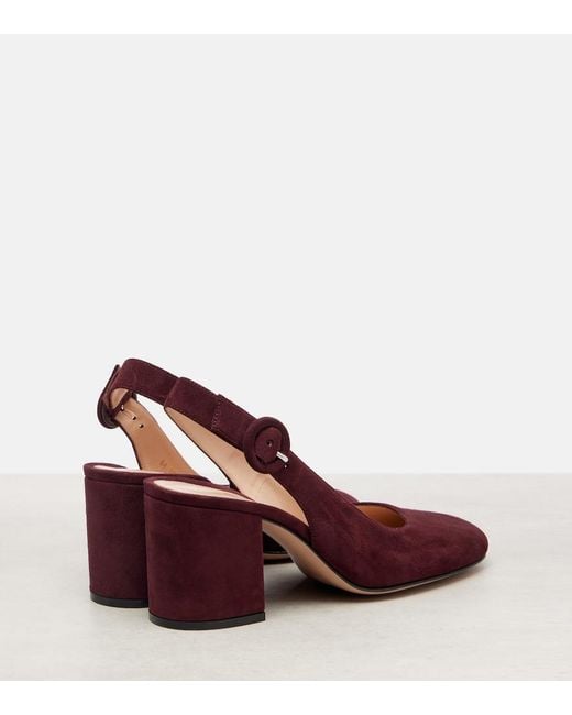 Gianvito Rossi Red Joelle Suede Slingback Pumps