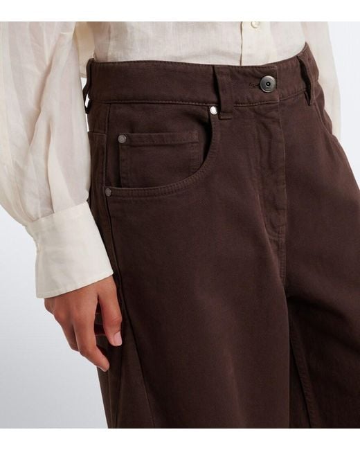 Brunello Cucinelli Brown Monili Wide-Leg Jeans