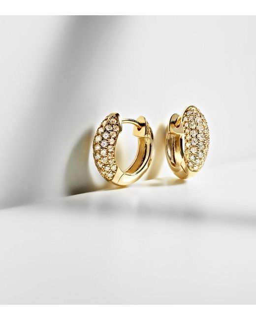 Sydney Evan White Puffy 14Kt Hoop Earrings With Diamonds