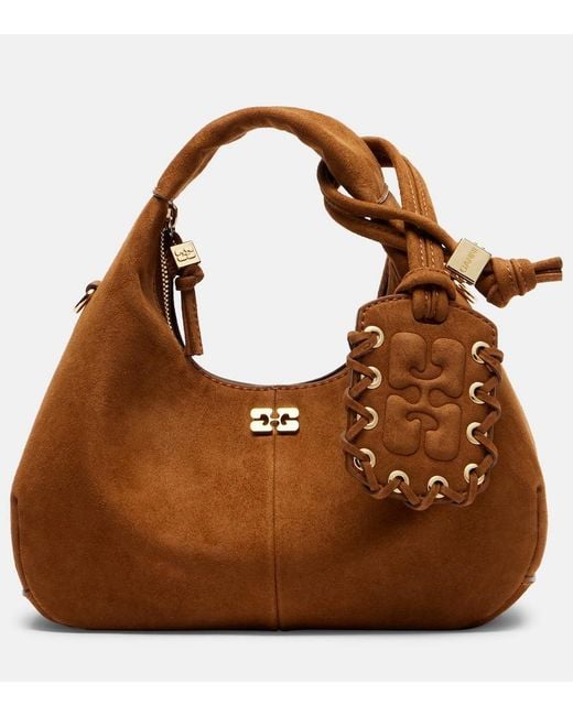 Ganni Brown Mini Top-Handle Bag