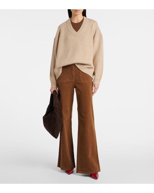 Nili Lotan Brown Florence High-Rise Corduroy Flared Pants