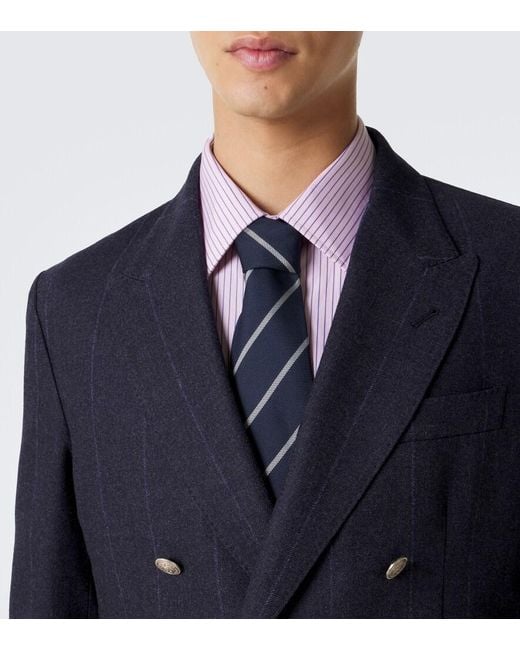 Ralph Lauren Blue Striped Silk Tie for men