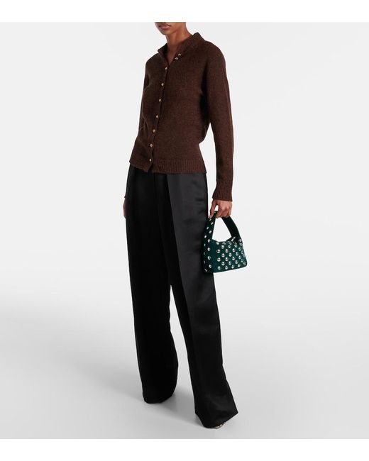 Khaite Green Elena Small Studded Suede Shoulder Bag
