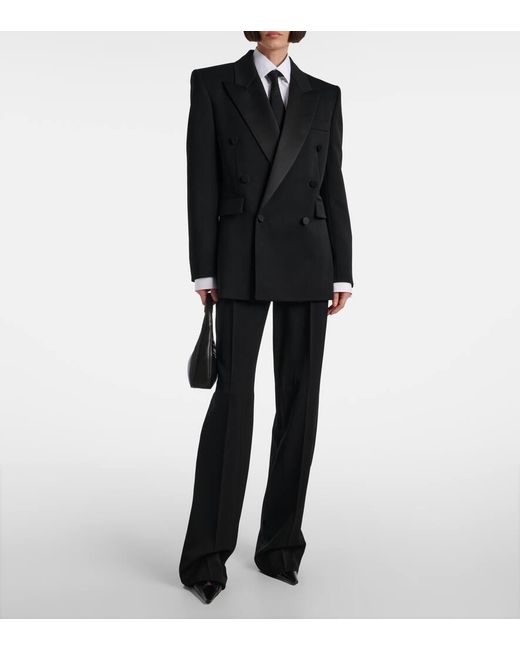 Saint Laurent Black Satin-Trimmed Wool Tuxedo Jacket