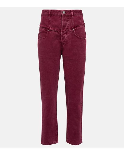 Jeans rectos de tiro alto Isabel Marant de color Red