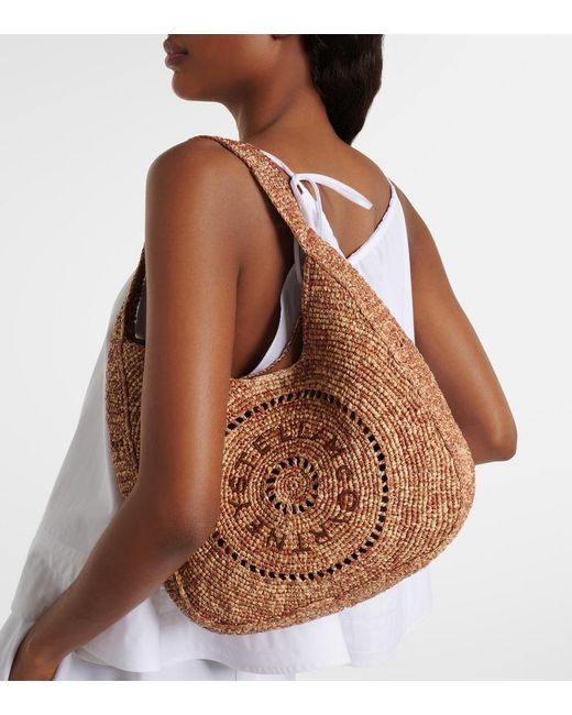 Stella McCartney Brown Logo Small Raffia Shoulder Bag
