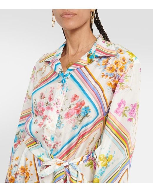 Zimmermann Metallic Halcyon Floral Silk Midi Dress