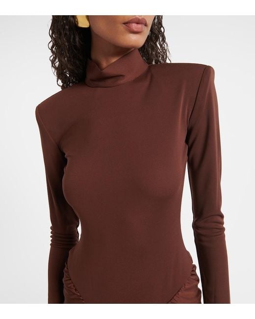 The New Arrivals Ilkyaz Ozel Purple Darja Ruched Gown