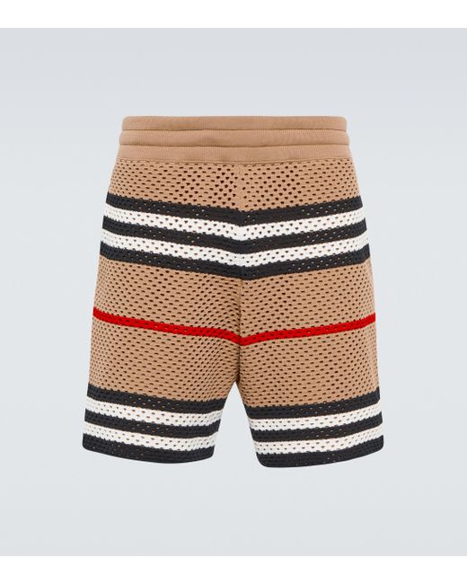 Burberry Knitted Checked Shorts in Natural for Men | Lyst Australia