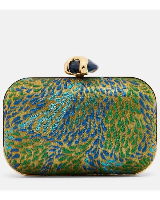 Jimmy Choo Green Cloud Brocade Clutch