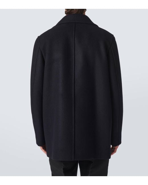 Jil Sander Blue Wool Peacoat for men