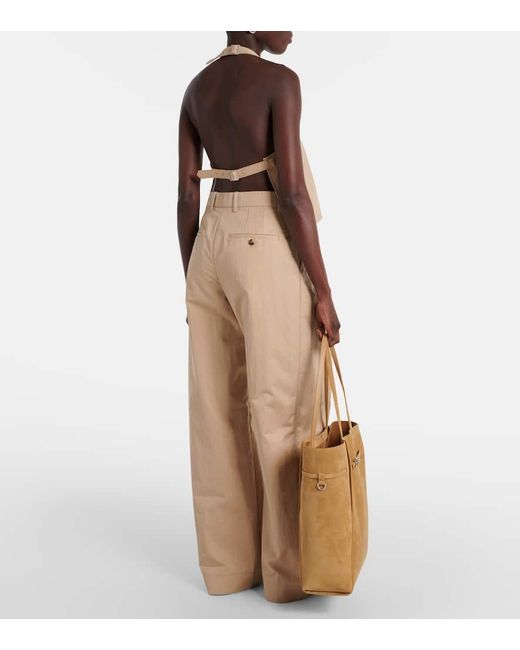 Wardrobe NYC Natural Halterneck Cotton-Blend Drill Top