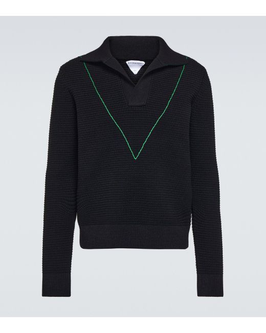 Bottega Veneta Black Knit Polo Shirt for men