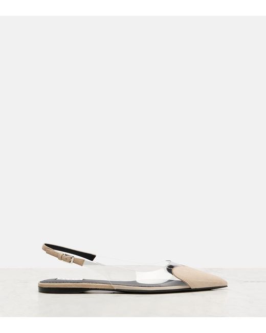 Alaïa White Cour Suede And Pvc Slingback Ballet Flats