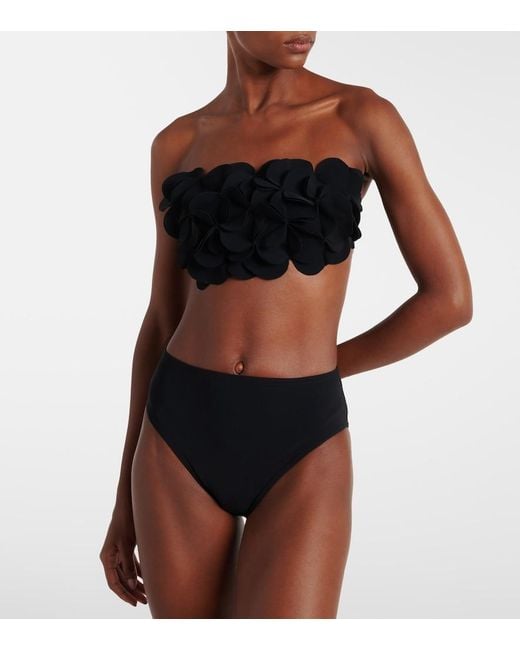 Karla Colletto Blue Tess Ruffled Bandeau Bikini Top
