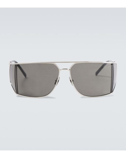 Saint Laurent Gray Rectangular Sunglasses for men