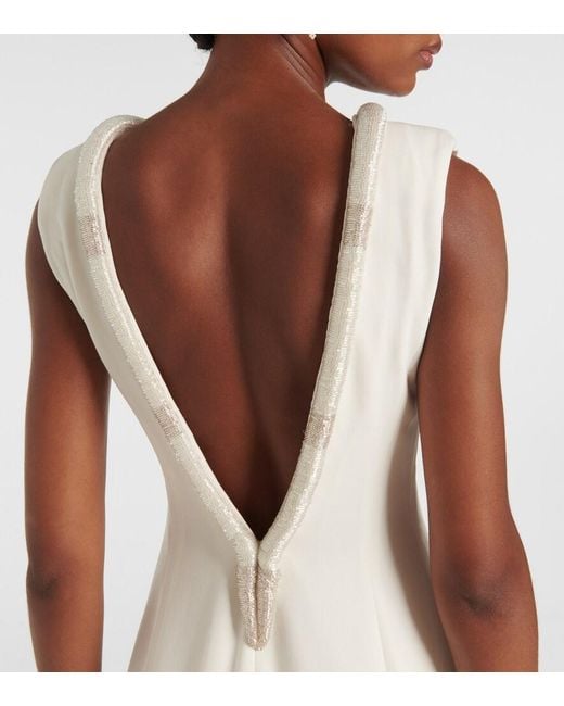 Max Mara White Bridal Corsica Embellished Cady Gown
