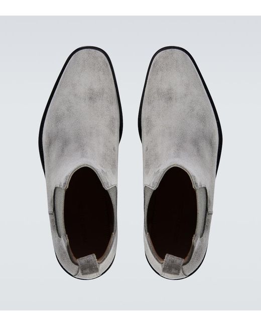 Manolo Blahnik Chelsea Boots Brompton aus Veloursleder in Gray für Herren