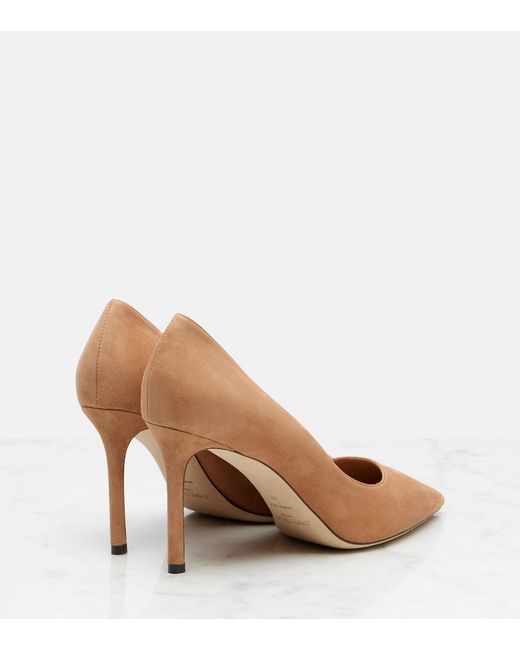 Jimmy Choo Brown Romy 85 Suede Pumps