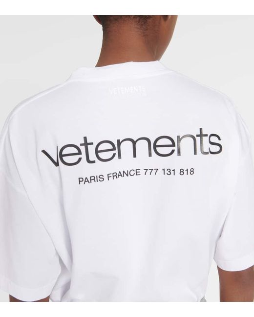 T-shirt in jersey di cotone con logo di Vetements in White