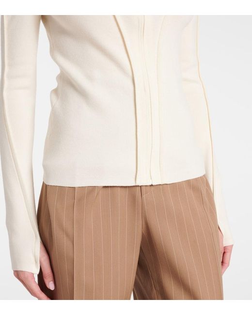 Victoria Beckham White Wool-Blend Jersey Zip-Up Hoodie