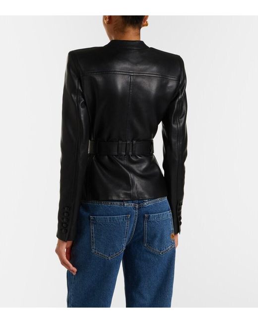 Balmain Black Belted Leather Jacket