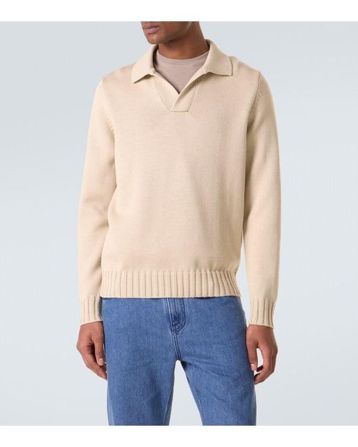 Thom Sweeney Polopullover Aus Wolle in Natural für Herren