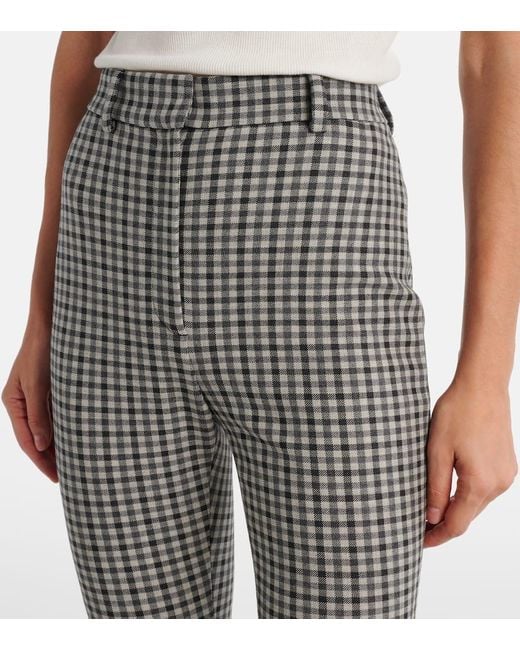 Acne Gray Checked Wool-Blend Slim Pants