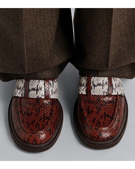 Jimmy Choo Brown Tylor Snake-Effect Leather Loafer Pumps