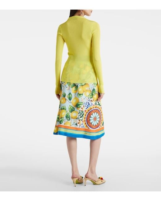 Dolce & Gabbana Yellow Ribbed-Knit Sweater