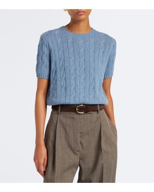 Ralph Lauren Blue Cable-Knit Cashmere Sweater