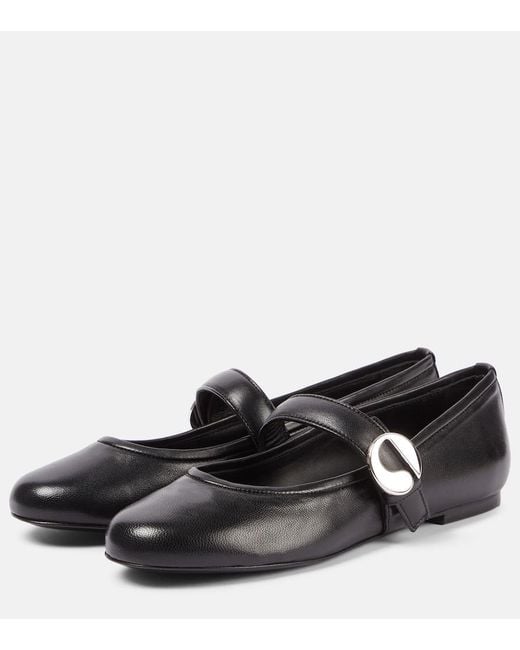 Coperni Black Belt Leather Ballet Flats