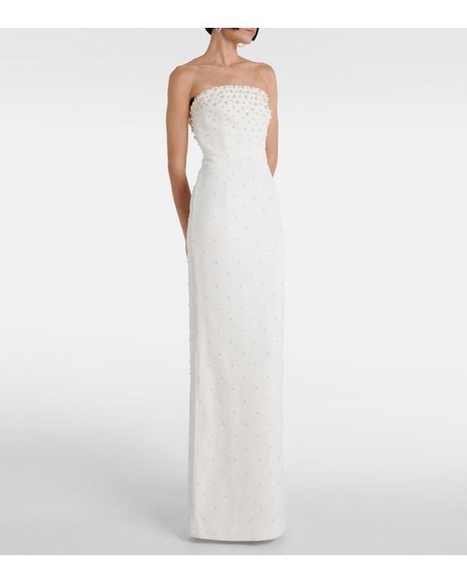 Rebecca Vallance White Bridal Theresa Faux Pearl-Embellished Gown