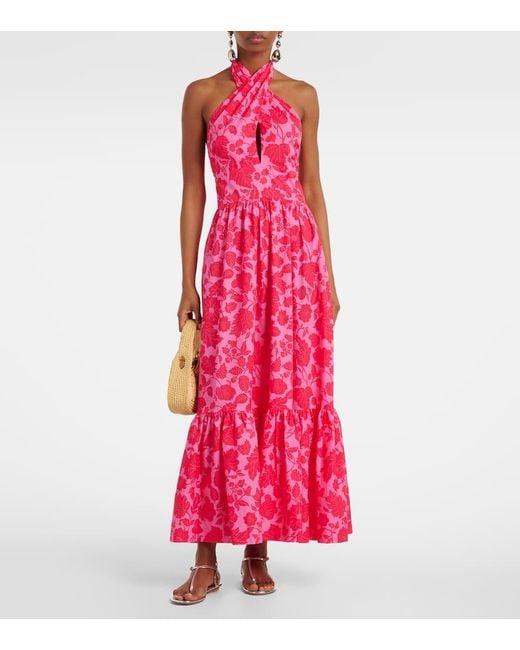 Heidi Klein Pink Fairhaven Floral Cotton-Blend Maxi Dress