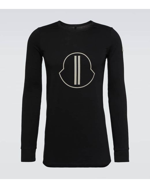 X Rick Owens - Top in jersey di cotone con logo di Moncler Genius in Black da Uomo