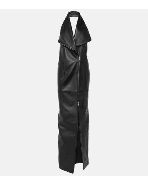 Monot Black Halterneck Leather Gown