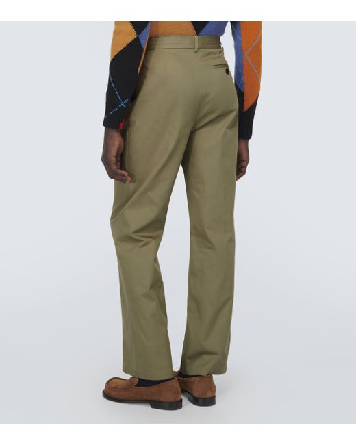 Loewe Green Cotton Twill Straight Pants for men