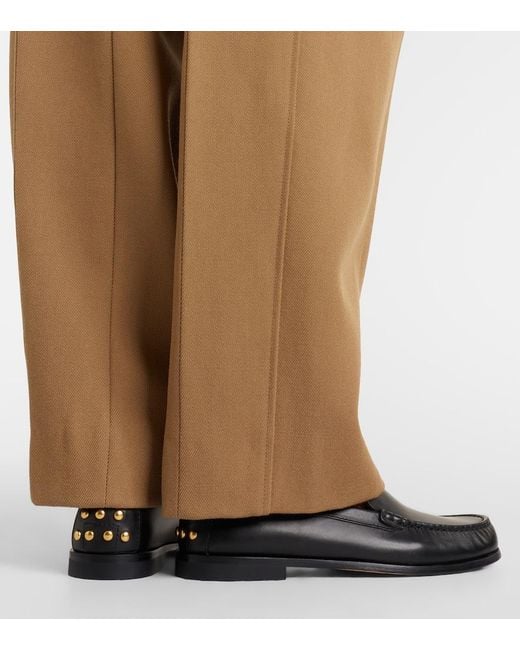Tod's Black Studded Leather Loafers