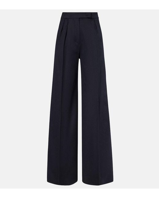 Max Mara Blue Ori Camel Hair Wide-Leg Pants