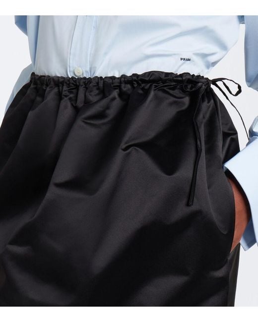 Prada Black Silk Satin Midi Skirt
