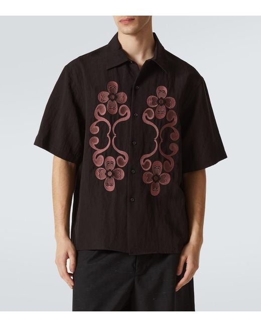 Commas Black Reflection Embroidered Shirt for men