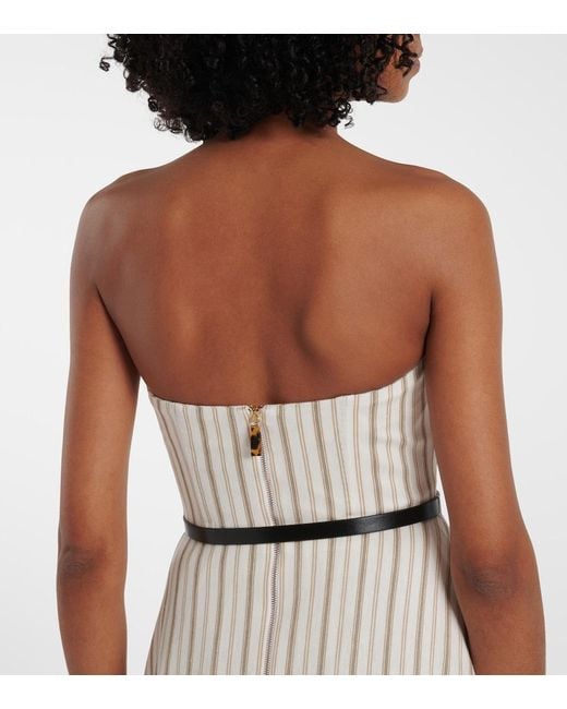 Max Mara Natural Fervida Cotton And Linen Midi Dress